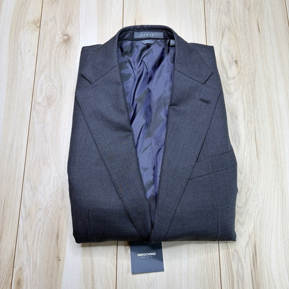 Indochino Mens Luxury Blazer Wool Cashmere Charcoals Gray 42 Short New With Tag
